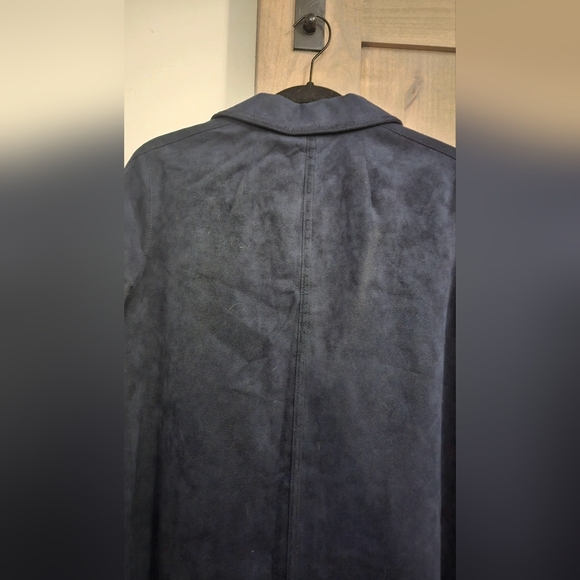 DEL MOD Al Cantara Vintage Navy Faux suede Long trench/dress coat.Size S/M - Picture 12 of 13